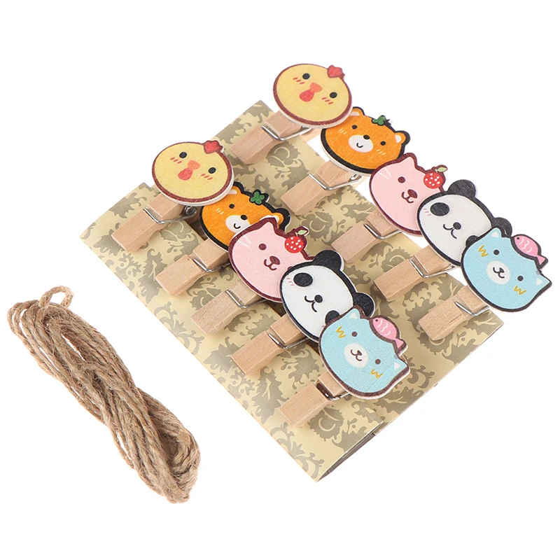 10 шт./партия милый мини мультфильм животных Деревянный зажим набор/маленькие