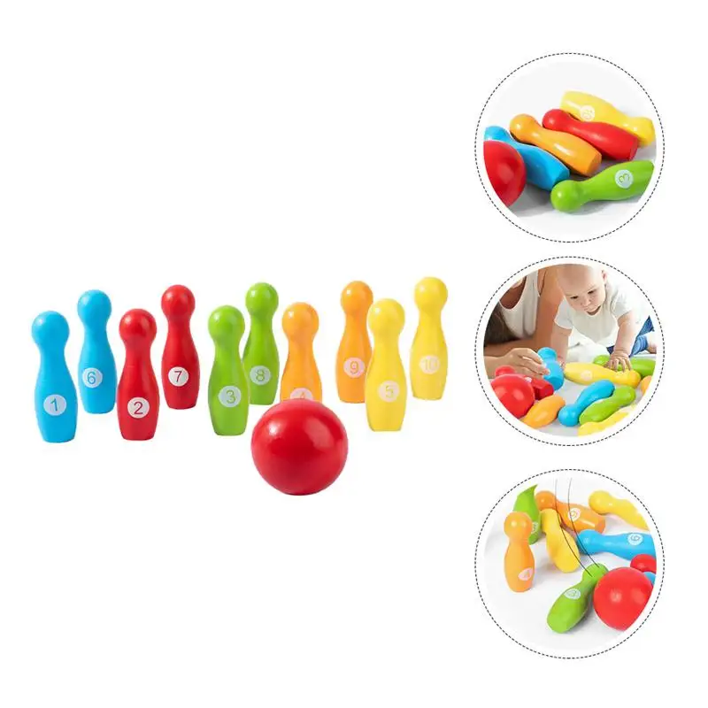 

1 Set Wooden Bowling Toys Children' Early Educational Toys (Assorted Color)