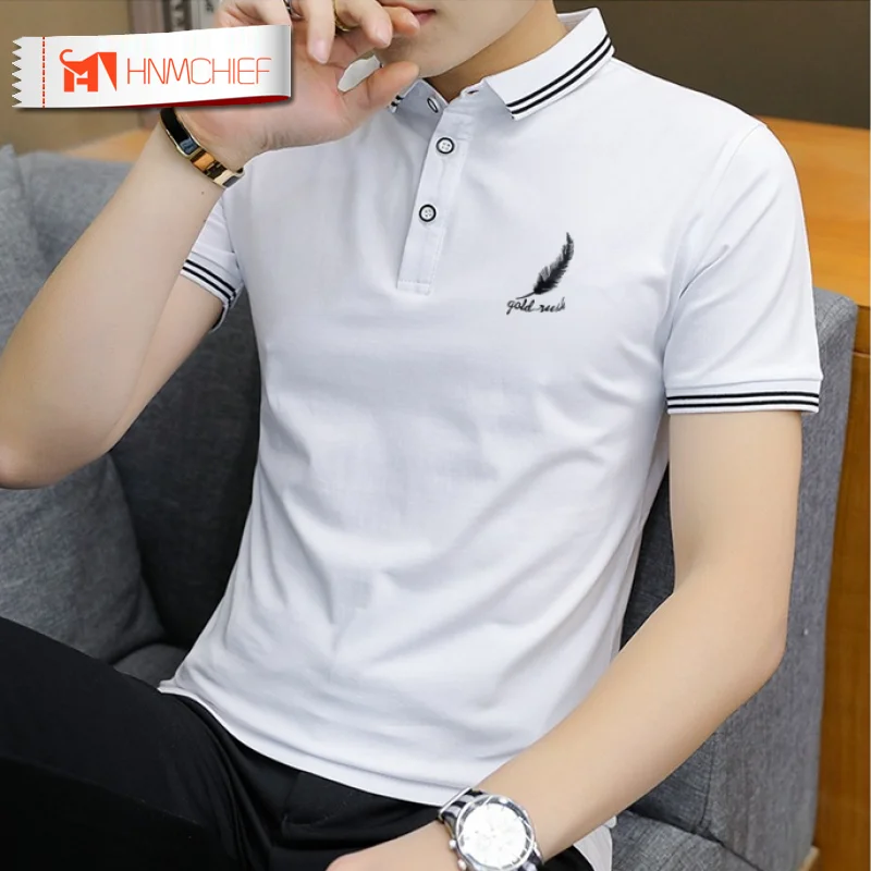 

Мужская летняя рубашка-поло с коротким рукавом и отложным воротником