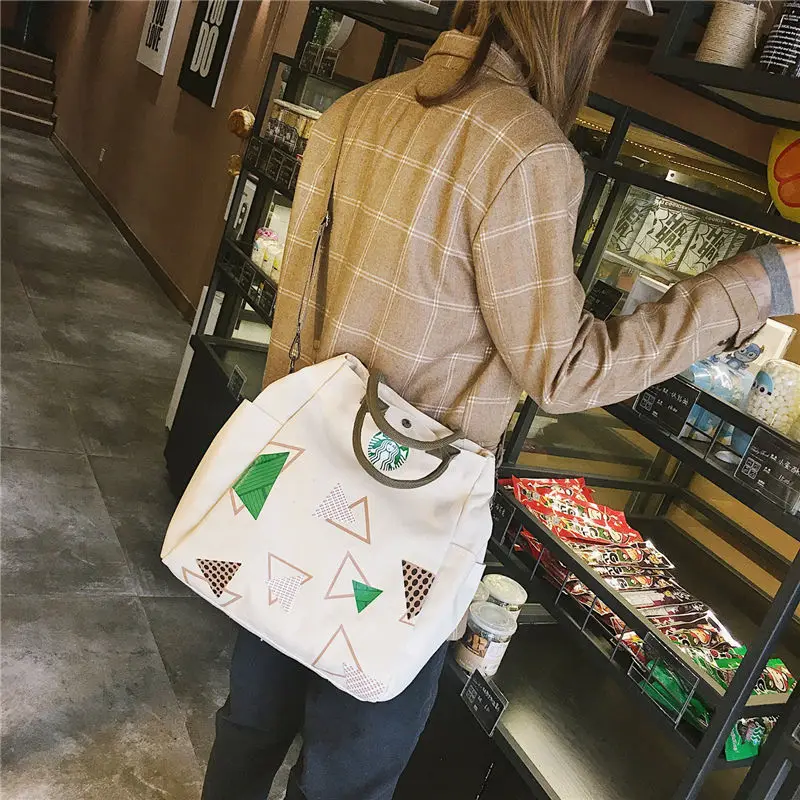 Новая Европейская и американская мода литературная сумка Холщовая Сумка Starbucks сумки повседневные Наплечные женские студенческие тканевые сумки