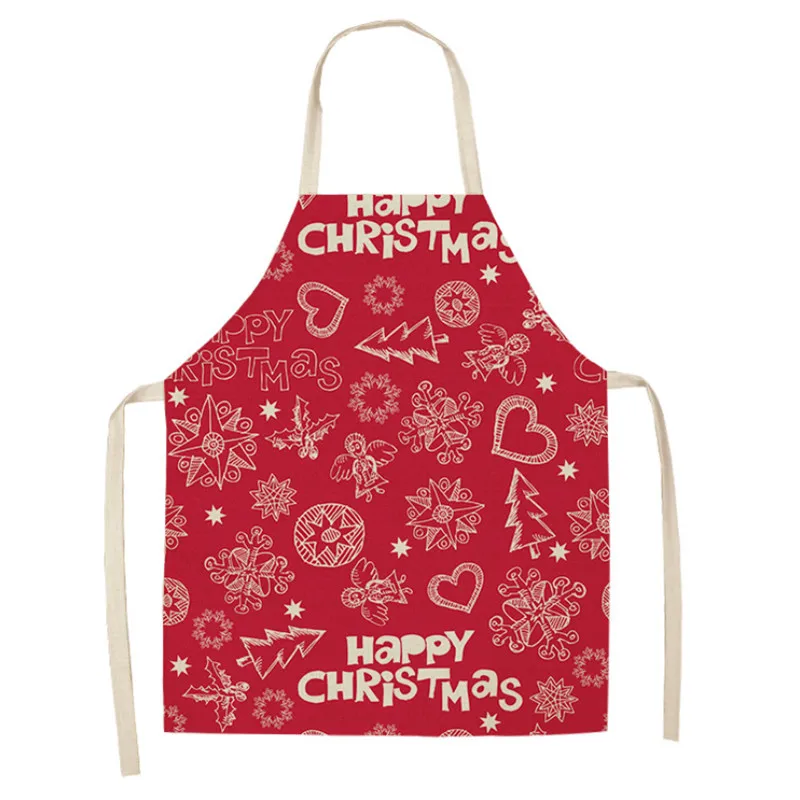 1 шт. новогодний фартук со снежинками без рукавов из хлопка и льна фартуки для