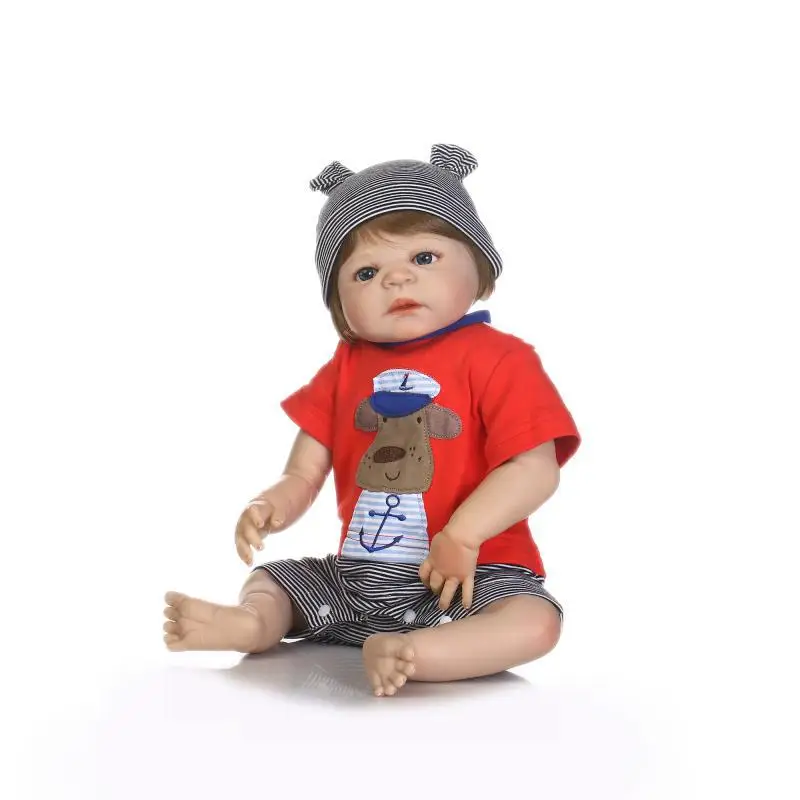 Реалистичная кукла Reborn для маленького мальчика 22 дюйма силиконовая всего тела Bebe