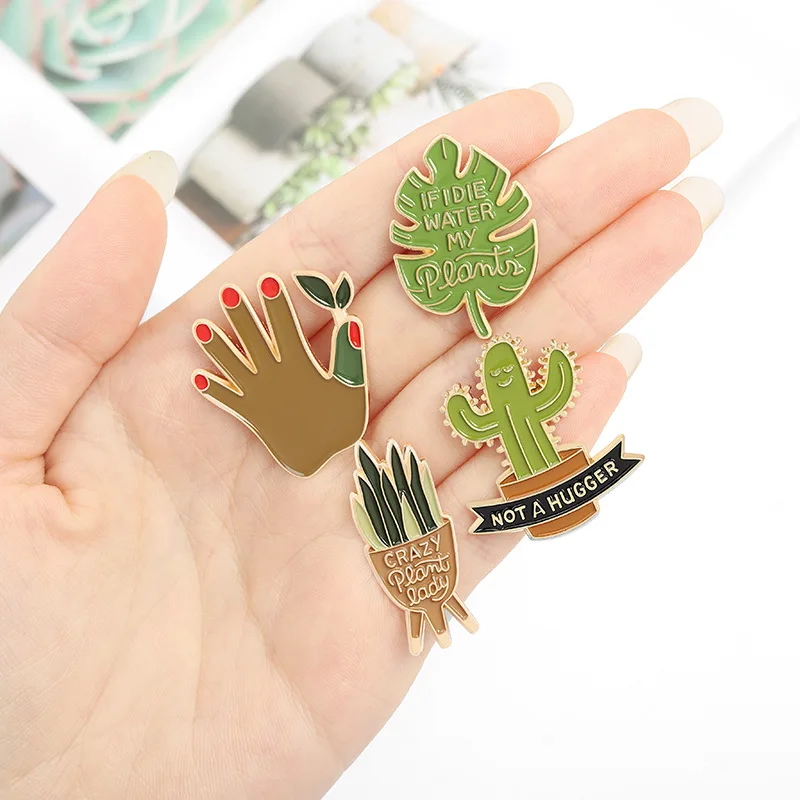 

Cute Cartoon Potted Plant Brooch Plant Enamel Pin Custom Cactus Hug Brooches Shirt Lapel Bag Badge Jewelry Gift for Kids Friends