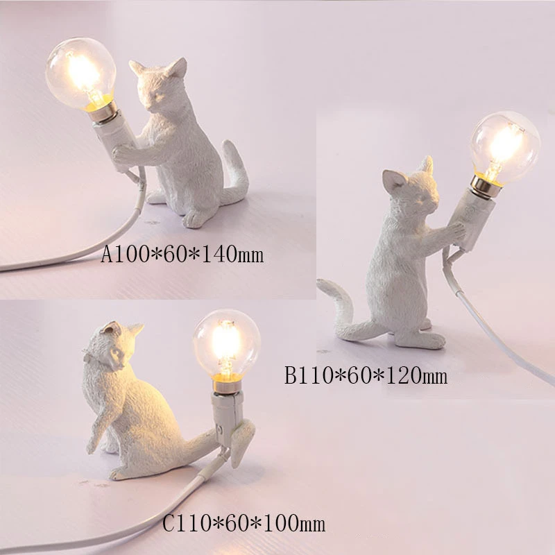 Nordic Style Creative Animal Table Lamp Mini Cat Lamp Modern Design Desk Lamp Bedside Lamp Birthday Gift Lampfor Childrens Room