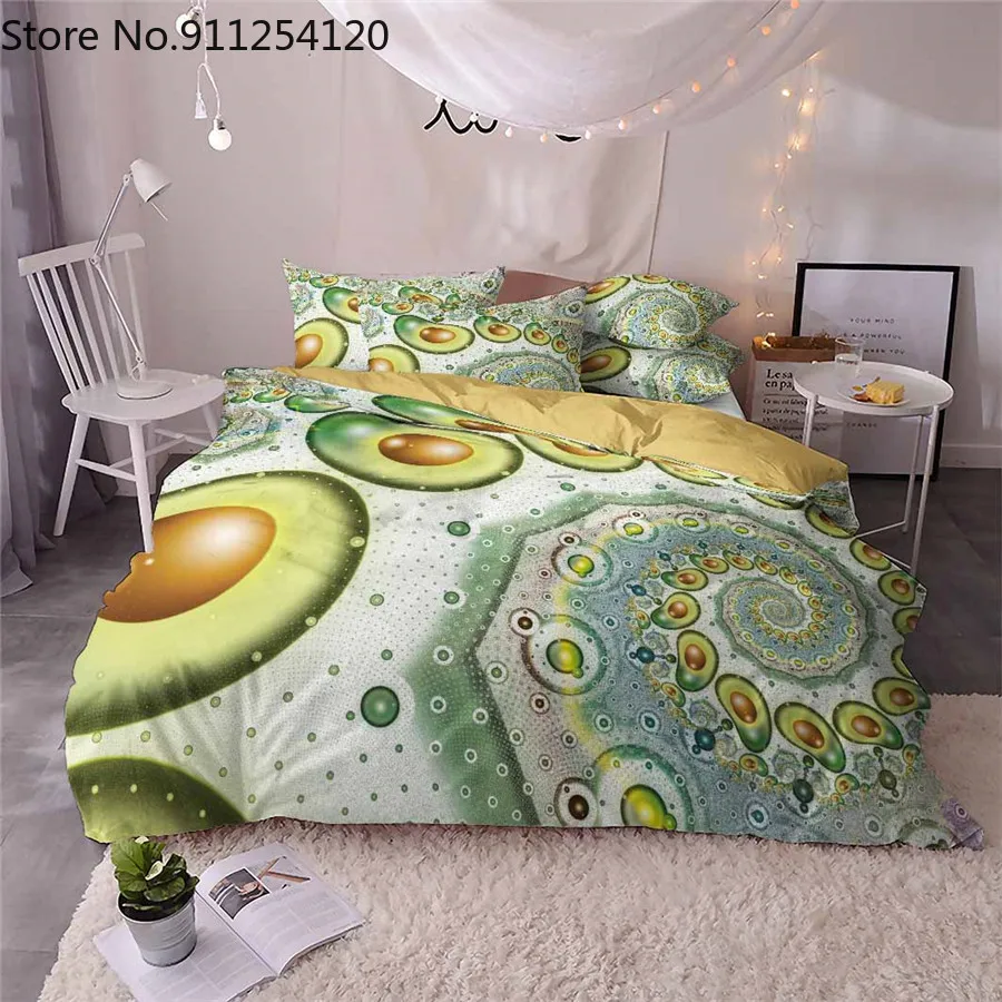 Комплект постельного белья с рисунком авокадо пододеяльник покрывало для