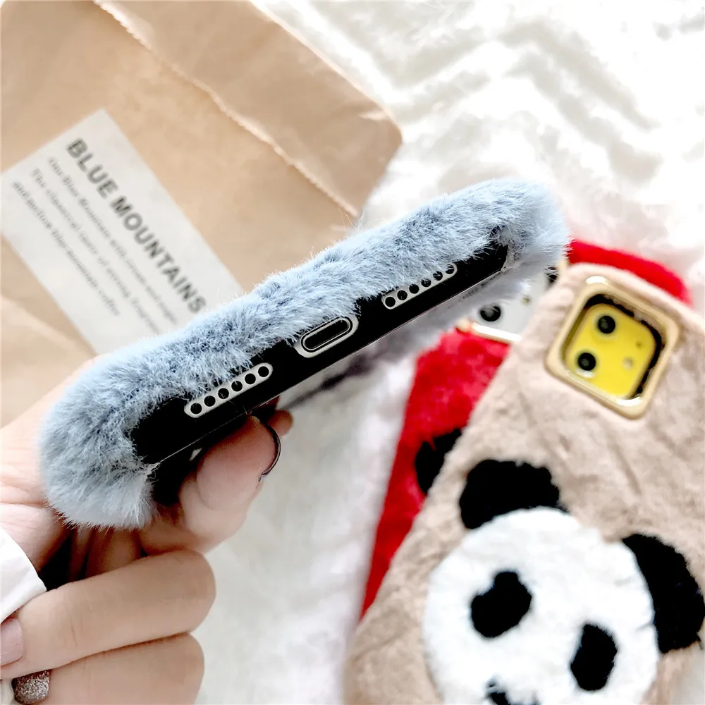 Милый мультяшный чехол с пандой для iPhone 11 Pro XR X XS Max мягкий из ТПУ теплый зимний