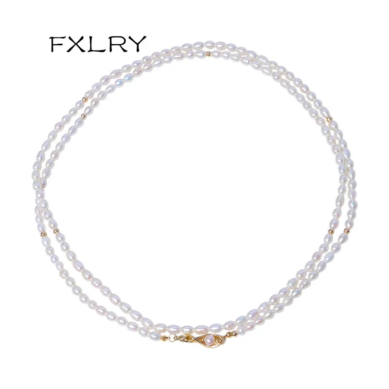 

FXLRY Creative Fashionable New Double Layer Women'S Freshwater Pearl 14k Gold Bead Necklaces Jewelry