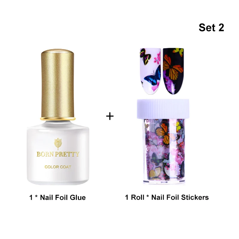 Set 2 BORN PRETTY 6 мл клей для фольги 3D переводит печать гелевая наклейка клей прозрачный клей со звездочками для Фольга для ногтей переводная бумага - Цвет: Set 2