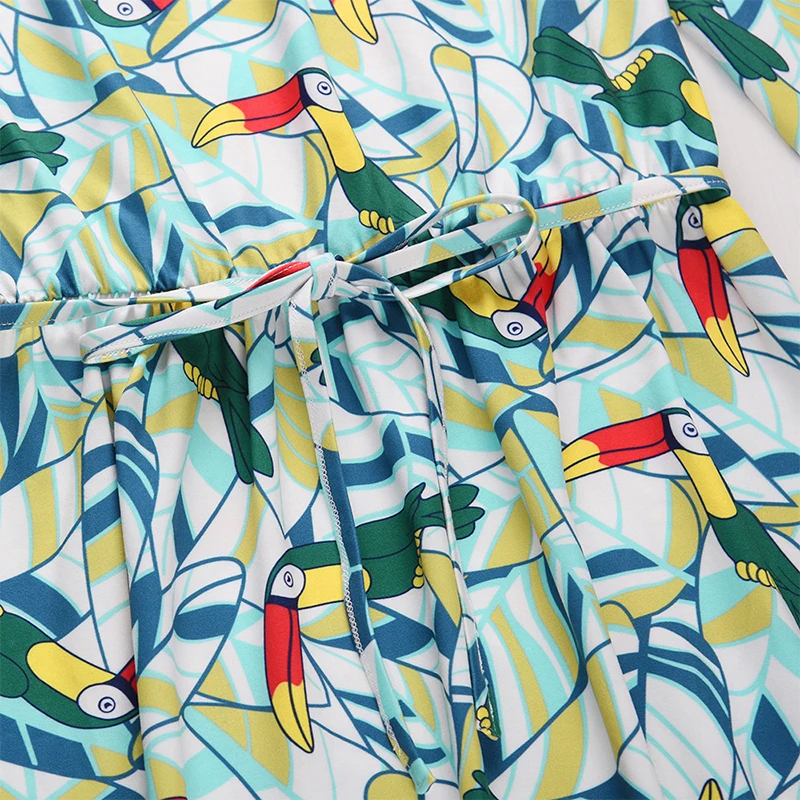 

QRWR Fashion Summer Women Dress 2020 Printed Slash Neck High Waist Casual Mini Dress Flare Sleeve Off Shoulder Sexy Dress Women