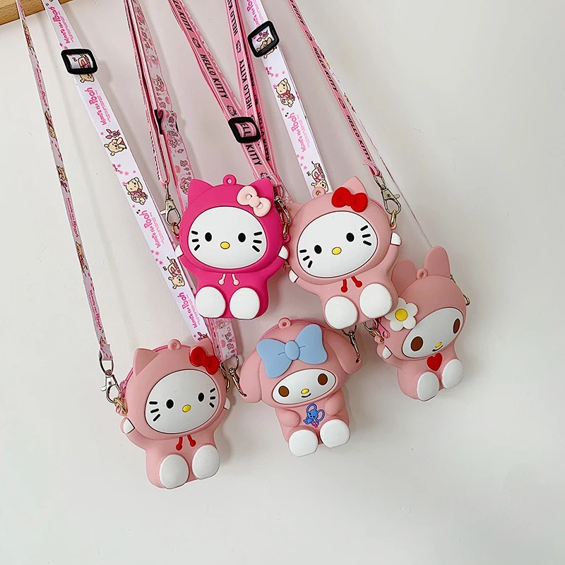 

Милый силиконовый кошелек Hello Kitty через плечо для девочек и малышей