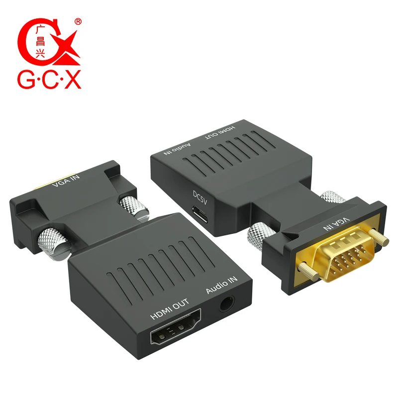 GCX преобразователь из VGA в HDMI аудио видео синхронизация 1080P 60Hz VGA2HDMI для ПК монитор проектор VGA штекер HDMI Женский адаптер