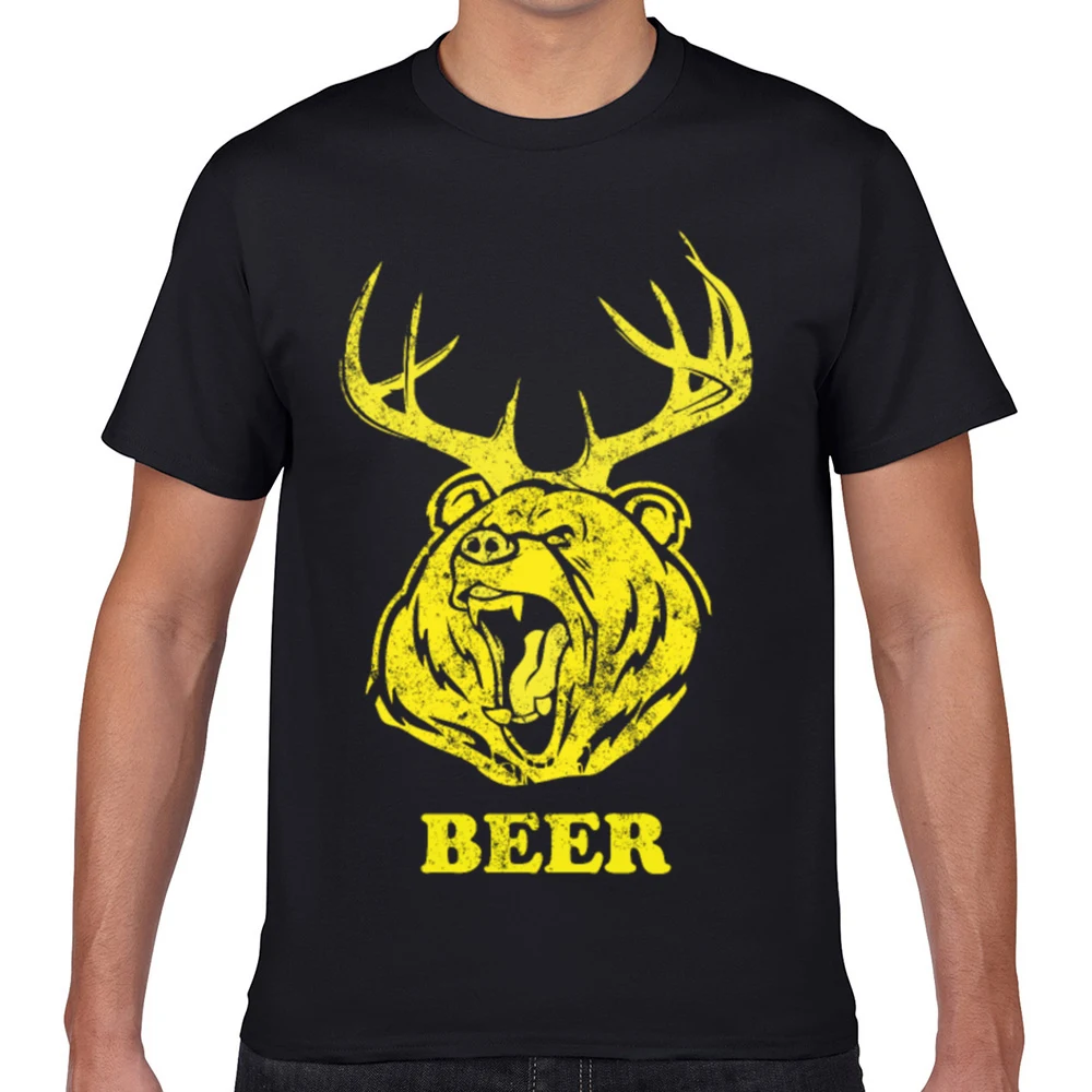 

Tops T Shirt Men bear deer Fit Inscriptions Geek Custom Male Tshirt fa001