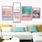 Морское облако, фламинго, перо, горное искусство, Картина на холсте, скандинавские постеры и принты, настенные картины для декора гостиной