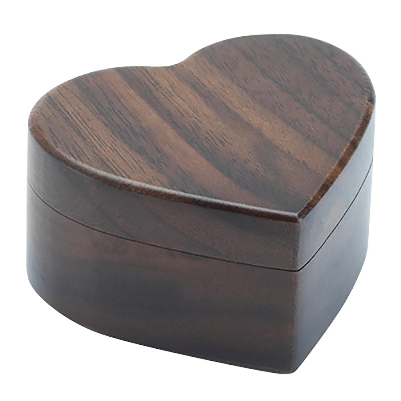 

Love Heart Shape Walnut Wooden Ring Box Solid Wood Decorative Jewellery Storage Box Engagement Box Proposal Anniversary Gift Box