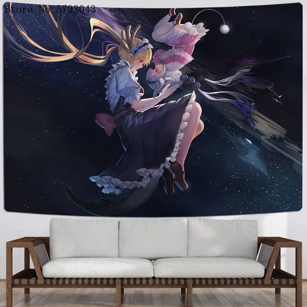 

Miss Kobayashi's Dragon Maid Tapestry Japan Anime Hanging Carpet Print Lovely Kawaii Wall Tapestry For Living Room Wall Carpets