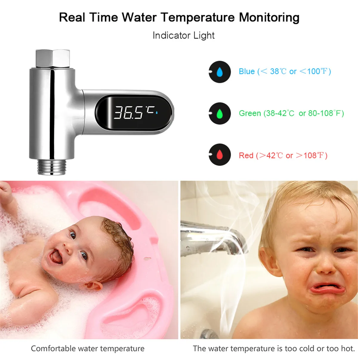 

LED Display Faucets Water Thermometer Electricity Bathing Tub Temperature Monitor Heater Water Shower Accessories Baby Care