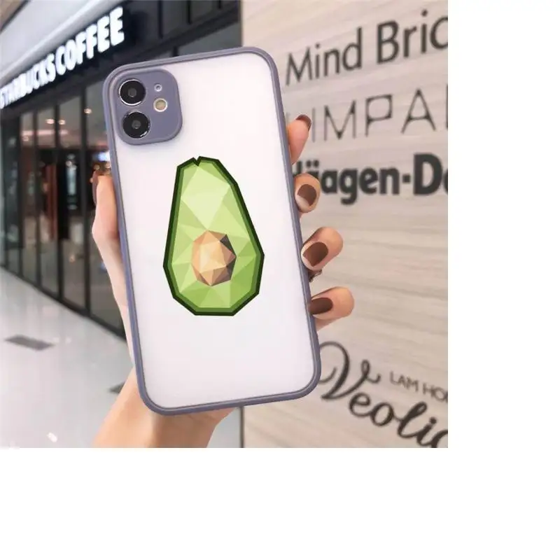 

Phone Case For iPhone 12 11 Mini Pro XR XS Max 7 8 Plus X avocado aesthetic Gteen Fruit Matte transparent Gray Cover