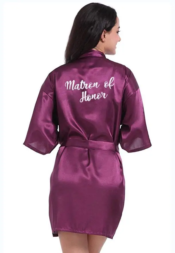 Женское свадебное кимоно темно Фиолетовое Атласное платье для невесты|Халаты| |