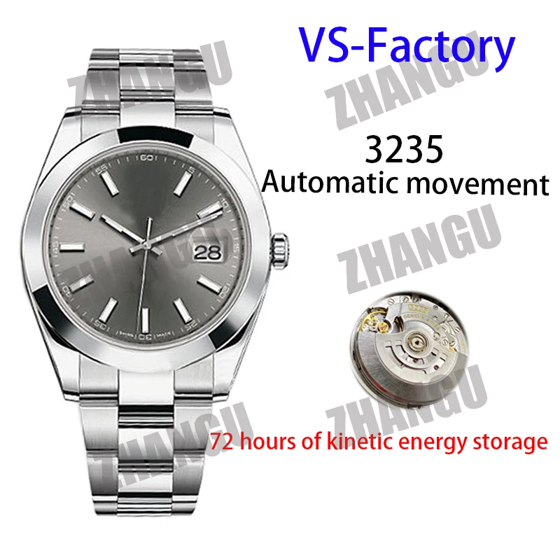 

Men's Mechanical Watch 41MM DateJust 126300 VSF 1:1 Best Edition Polished Bezel Gray Dial Rod 904L SS Jubilee Bracelet A3235