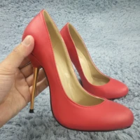 sexy red leather pumps high heel popular dress party women pumps spring autumn new round toe fashion stiletto 11cm heels shoes