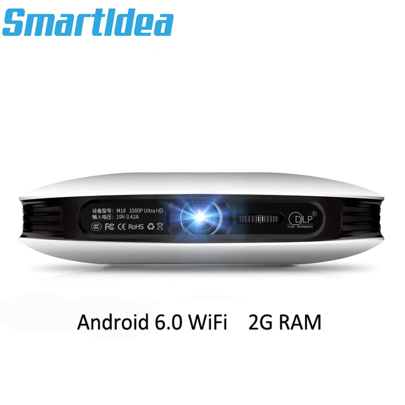

Smartldea M18 Mini Smart Real 3D Projector 12000mAh Battery Android6.0 DLP HD 1080P Home Proyector support Miracast Airplay AC3
