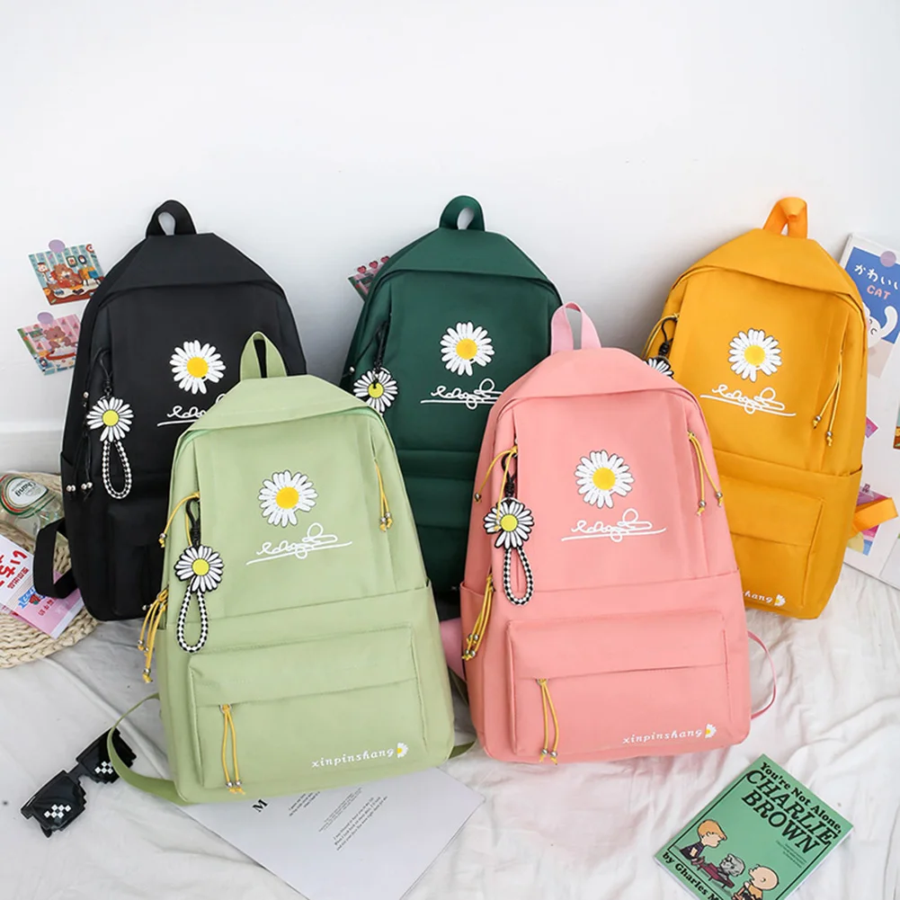 

4pcs/Set Casual Print Backpacks Canvas School Bags Rucksack For Girls Fashion Women Backpack Students Shoulder Bag