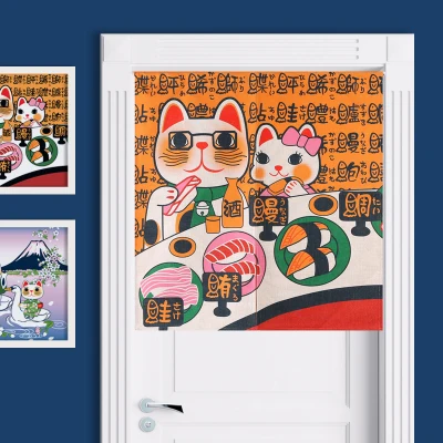 Занавеска на дверь в китайском стиле с изображением кошки Тайвань Япония для