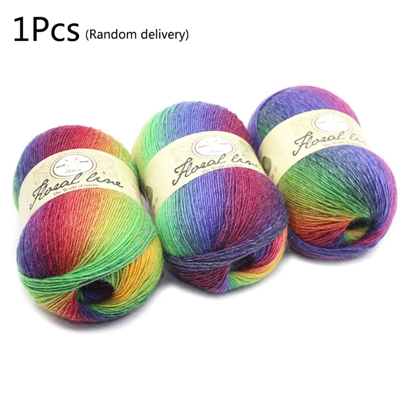 

2021 New Soft Worsted Yarn Rainbow Gradient Colors DIY Baby Knitting Wool Shawl Scarf Crochet Thread Supplies