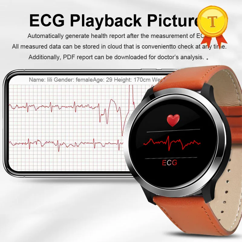 Лидер продаж Смарт-часы для мужчин и женщин ЭКГ ФПГ водонепроницаемый браслет IP68