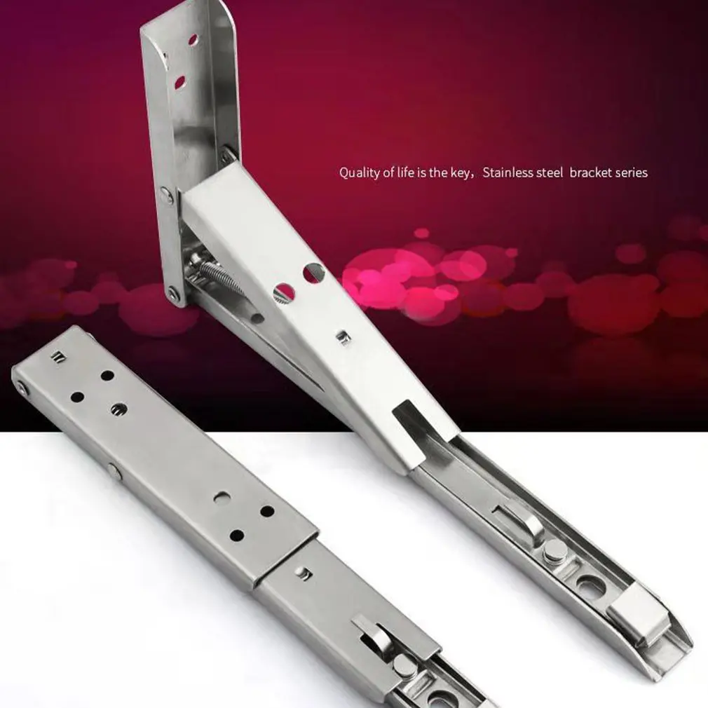 2 Pack Folding Shelf Brackets Max. Load 440lb Stainless Steel DIY Wall Mounted Bracket Space Saving For Table Work Bench | Инструменты