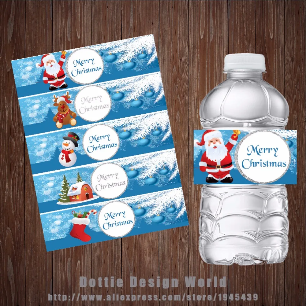 20 шт./лот ручной работы рождественские ярлыки бутылки с водой моноблок обертка