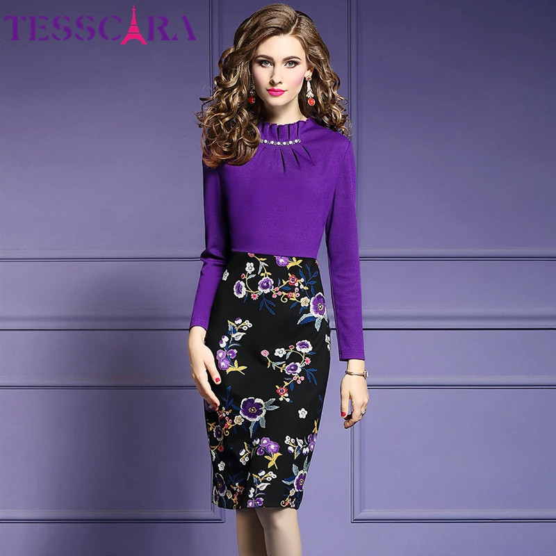Женское осенне зимнее элегантное офисное платье TESSCARA женские платья карандаш