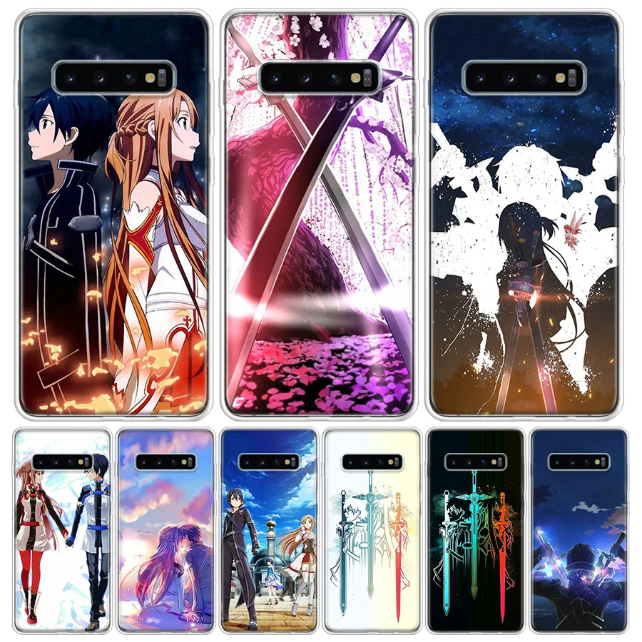 Чехол для телефона Sword Art Online Kirito и Asuna для Samsung Galaxy S23 S10 Plus S20 FE S21 S22 Ultra S10E S8 S9 + S7 Edge S на.
