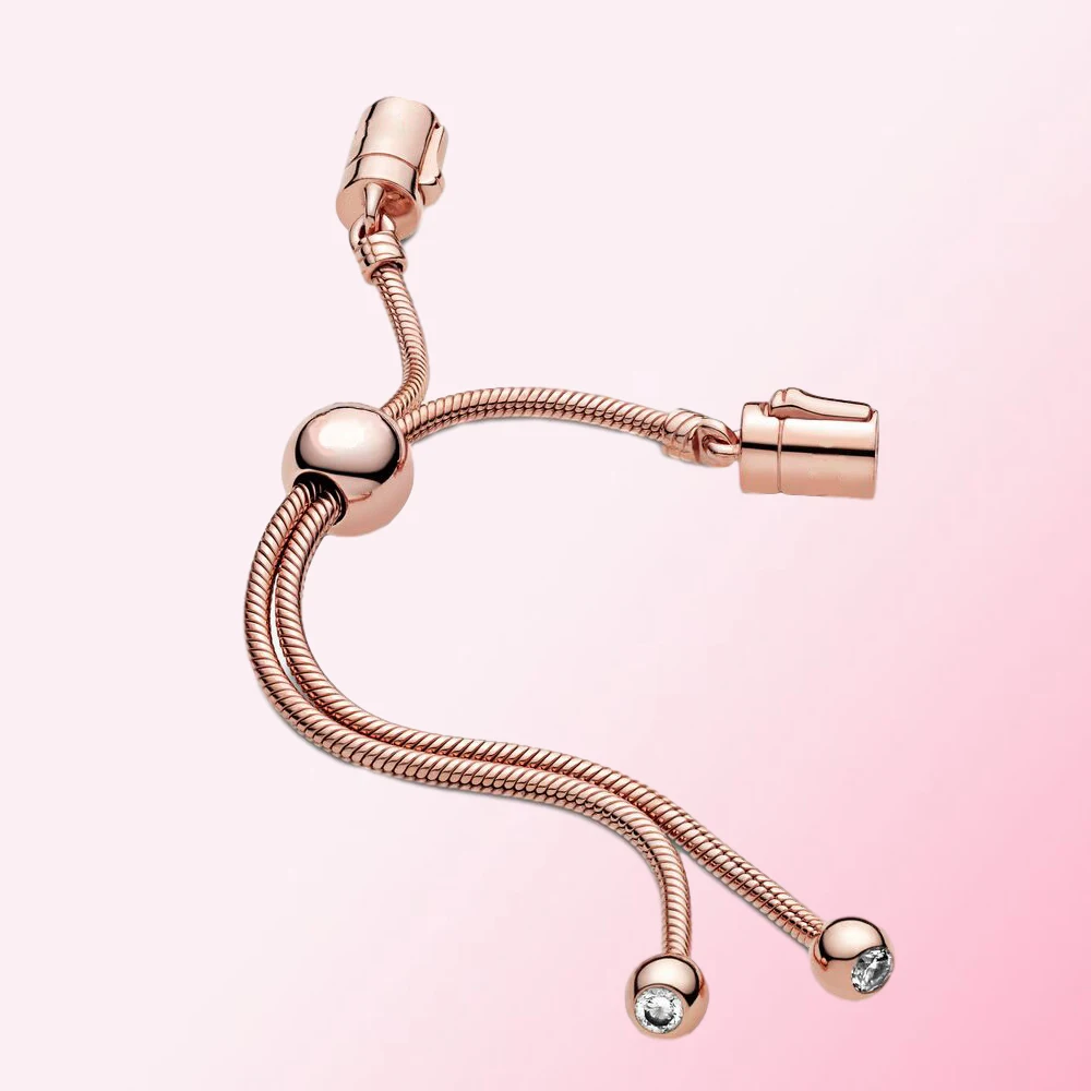 

100% 925 Sterling Silver Rose Gold Bracelet Bangle Chain Buckle Accessory Chain Head Jewelry For Women Free Shipping