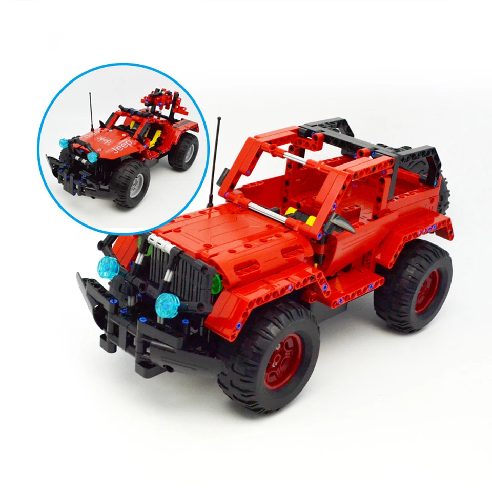 Technic Series Building Wrangler 2 в 1 блоки Rc автомобиль красный джип внедорожный скалолазание