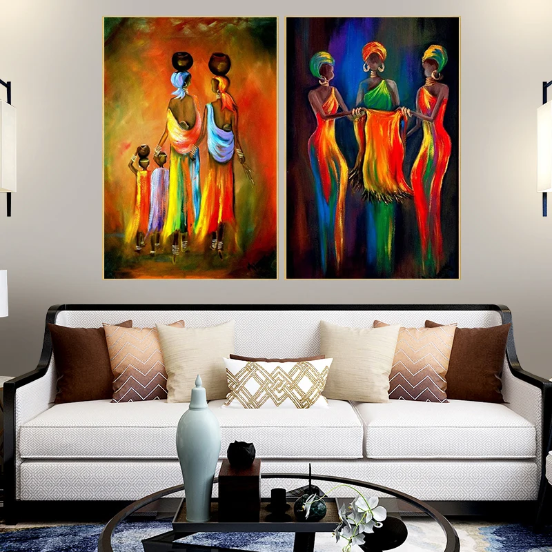

Abstract Art Graffiti African Woman Canvas Painting Wall Art Nordic Posters and Prints Wall Pictures for Living Room Decor