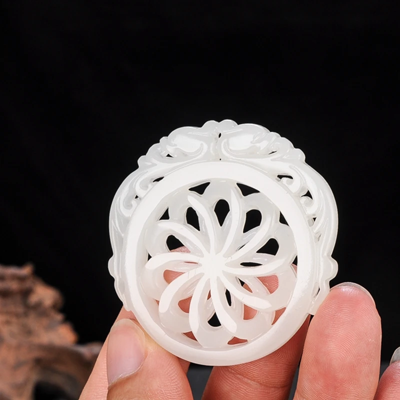 

Китайский амулет из белого нефрита с подвеской в виде ветра и огня, очаровательное Ювелирное Украшение, модные аксессуары, ручная работа, Ам...