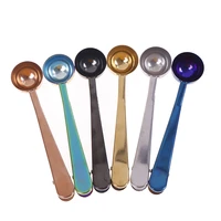 1pcs stainless steel coffee spoon with sealing clip ice cream spoon tea spoon milk powder spoon kitchen accessories wholesale