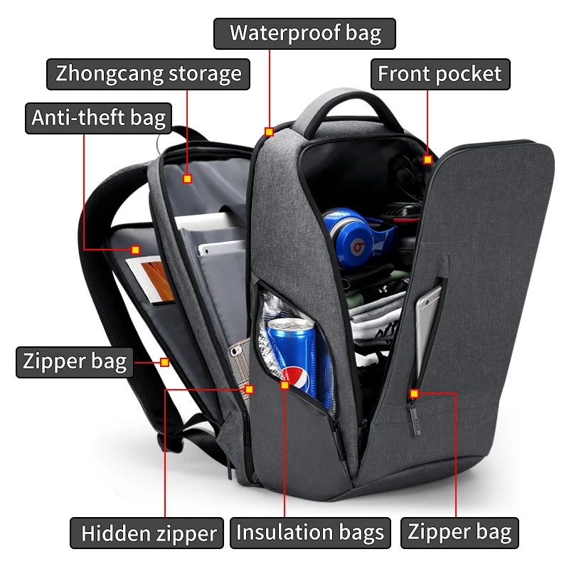 USB зарядка профессиональный мужской водонепроницаемый рюкзак для ноутбука 15 6