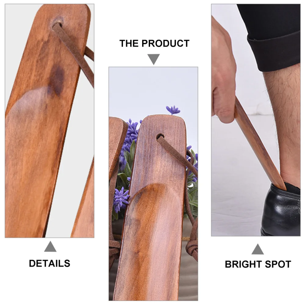 

2 Pcs 1 Set Novel Shoe Lifting Tools Wooden Shoehorns Household Shoehorns