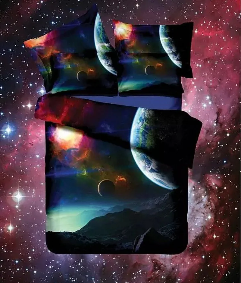 Комплект постельного белья с 3d-галактикой рисунком космоса и Вселенной 2 шт./3 шт./4