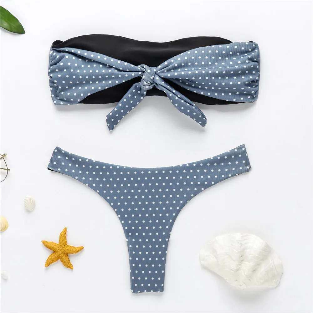 Женский комплект бикини с открытыми плечами и бандо из 2 предметов купальник без