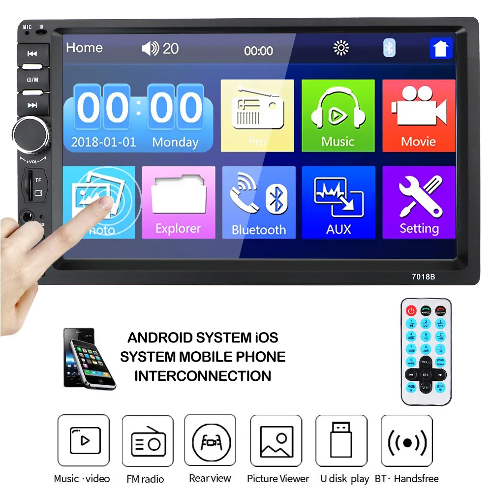 

2Din Car Radio Player 7010B /7012B/7018B Car 7" MP5/FM Player Touch Screen HD Multimedia Player Car Reversing Display