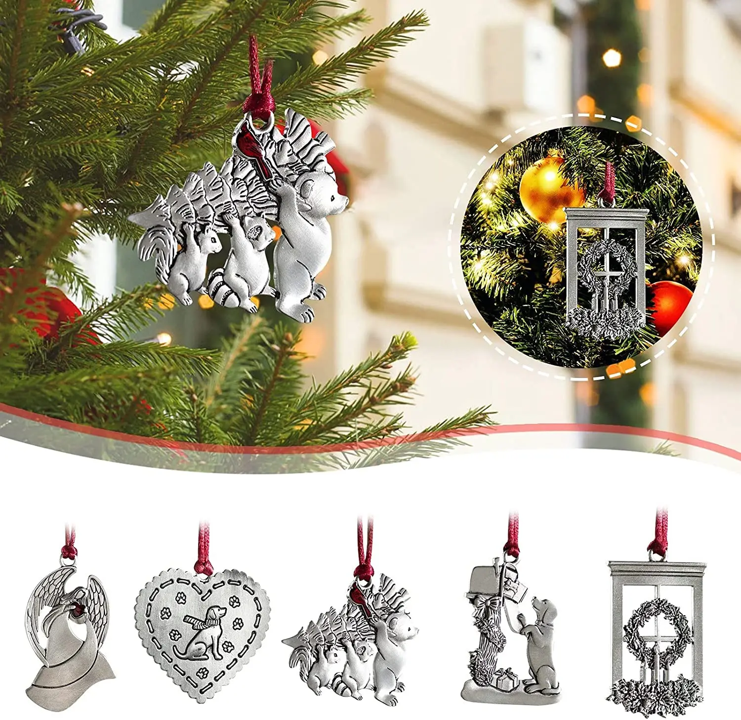 

2022 Christmas Tree Ornament Solid Pewter DIY Xmas Craft Hanging Decoration Home Party The Suitable for Collection Gift