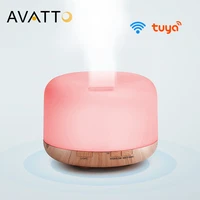 avatto tuya wifi smart humidifier essential aroma oil diffuser ultrasonic 500ml wood grain air humidifier mist maker led light