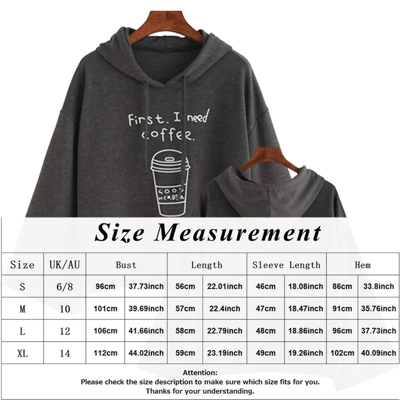 

Free Ostrich Pullovers Women Sweatshirt Long Sleeve Loose Cotton Letter Print Coffee Print Flare Sleeve Hooded Tops Dropshipping