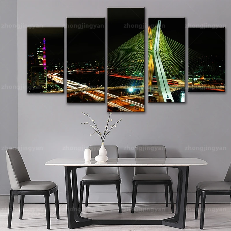 Плакат настенный с HD печатью модульные холщовые картины рамкой 5 шт. ночным