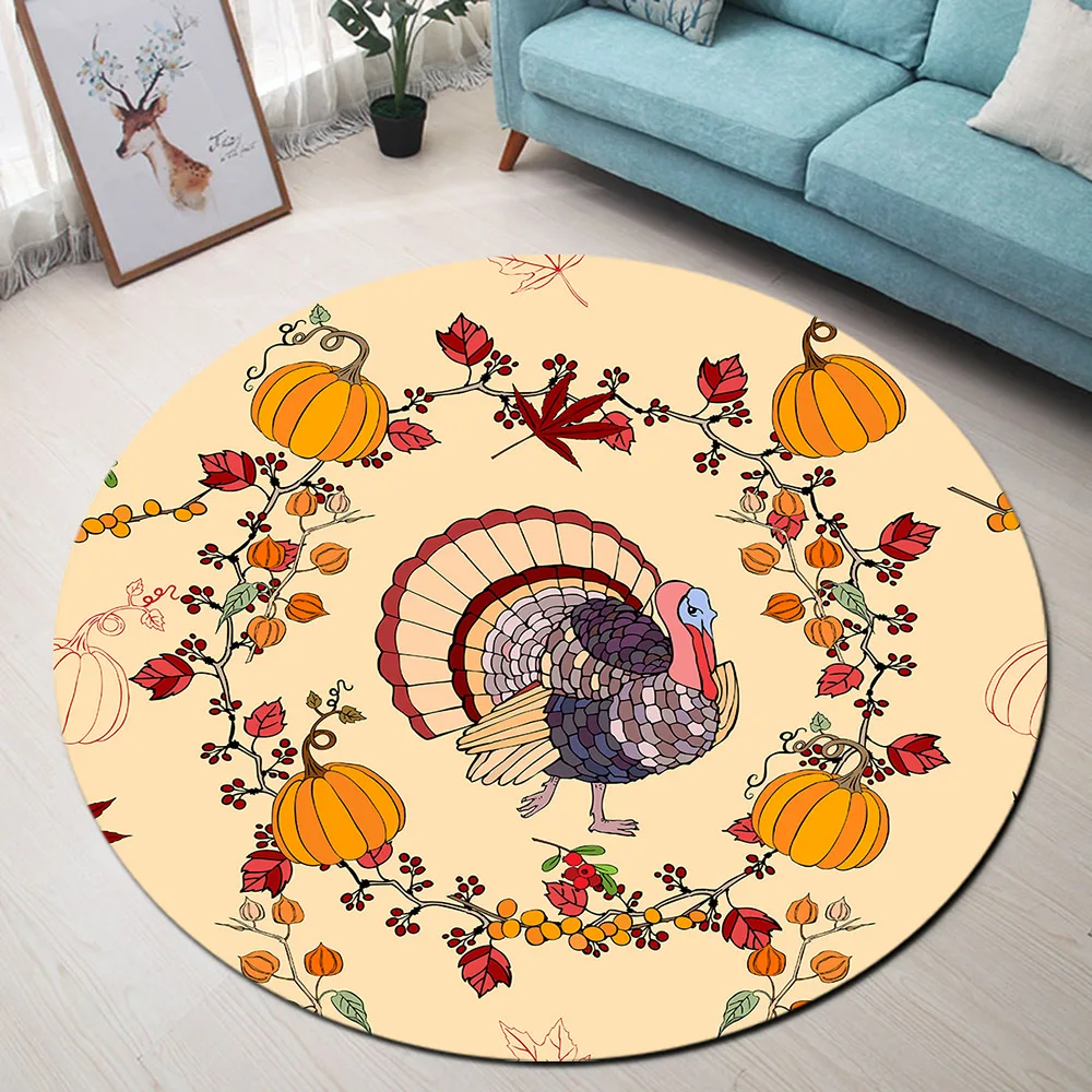 

Hand Drawn Turkey Pumpkin Thanksgiving Decoration Rugs And Carpets for Home Bedroom Floor Mat Washroom Washing Soft Carpets