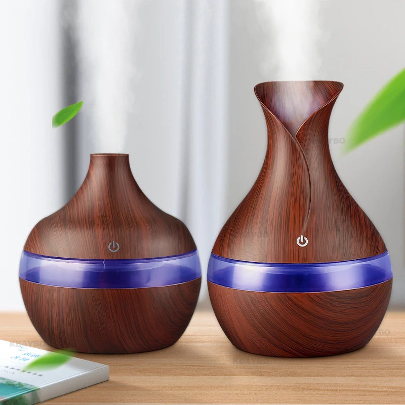 

300ml USB Ultrasonic Aromatherapy Diffuser Wood Grain Ultrasonic Cool Mist Humidifier for Office Home Bedroom Living Room