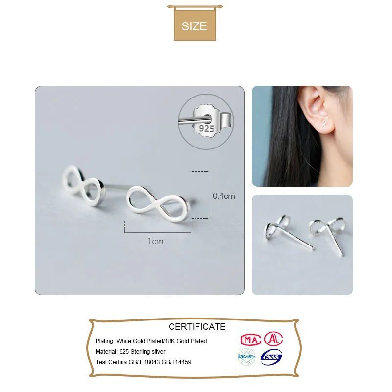 Женские серьги пусеты Trustdavis маленькие из настоящего серебра 925 пробы с